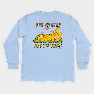 Rub my belly kitty Kids Long Sleeve T-Shirt